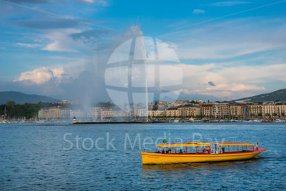 Geneva Switzerland – Boat on Lake Geneva - Stock Media Bay